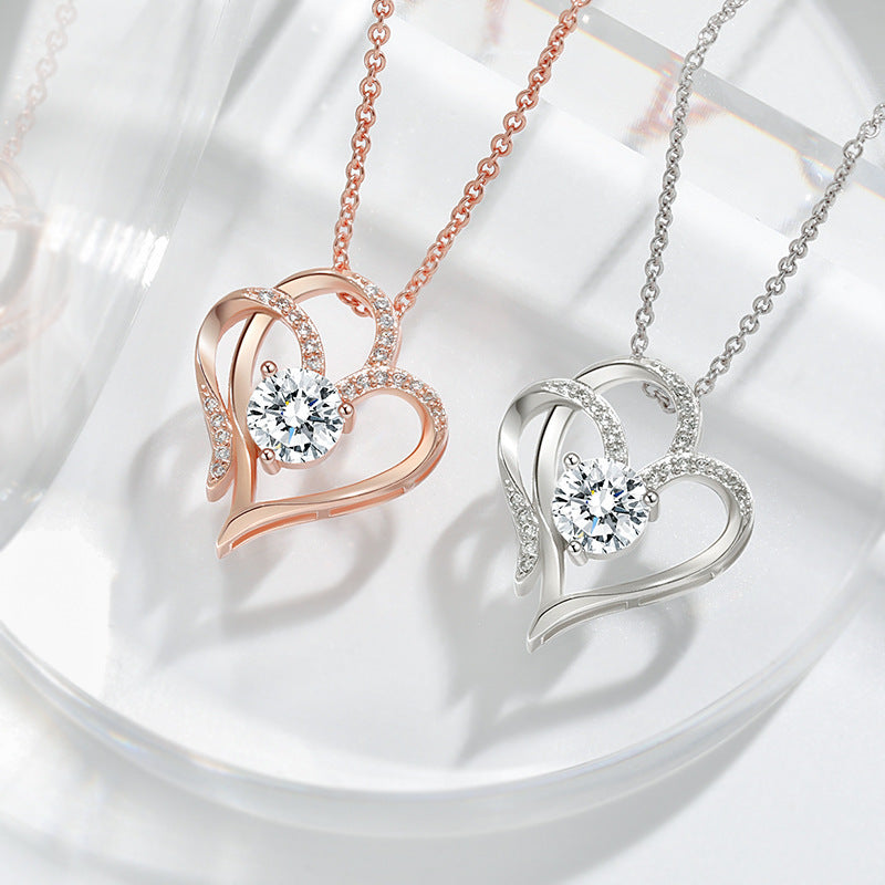 Zircon Double Love Necklace - Golden Butterfly Jewellery