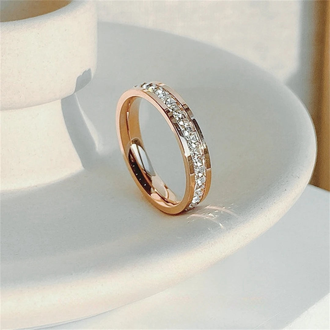 Double Row Zircon Design Ring - Golden Butterfly Jewellery