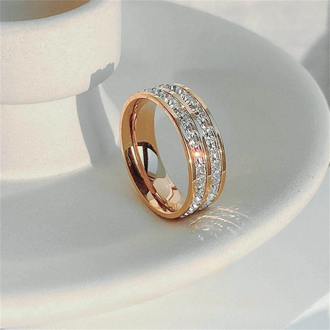 Double Row Zircon Design Ring - Golden Butterfly Jewellery