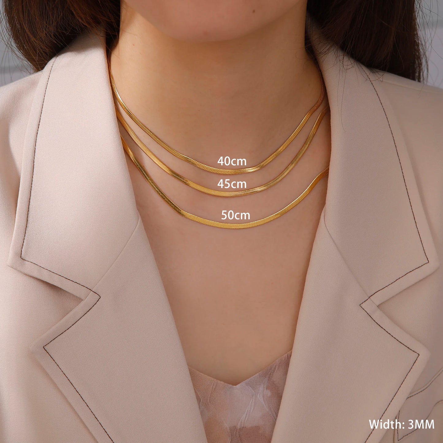 Steel Snake Chain Necklace - Golden Butterfly Jewellery