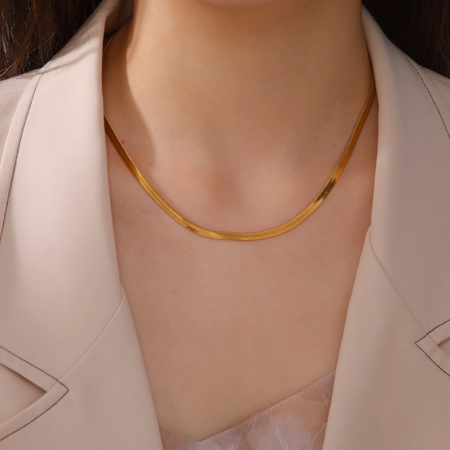Steel Snake Chain Necklace - Golden Butterfly Jewellery