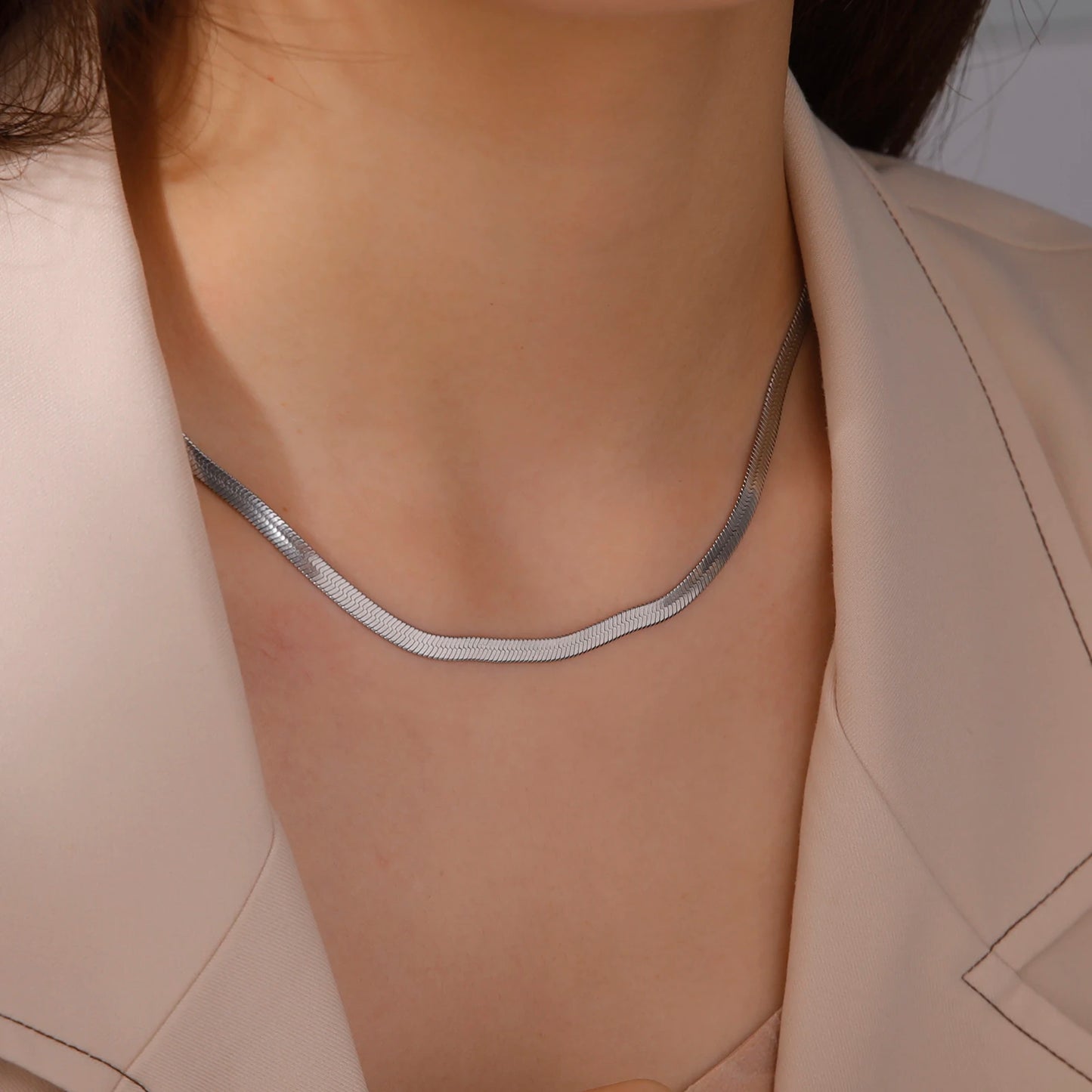 Steel Snake Chain Necklace - Golden Butterfly Jewellery