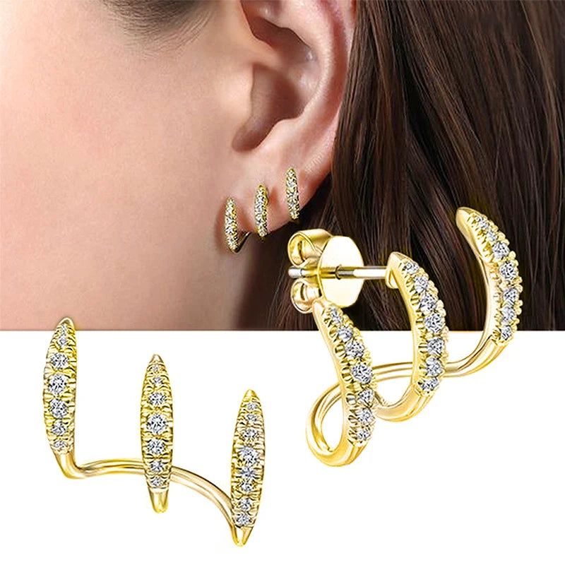 Crystal Korean Earrings - Golden Butterfly Jewellery