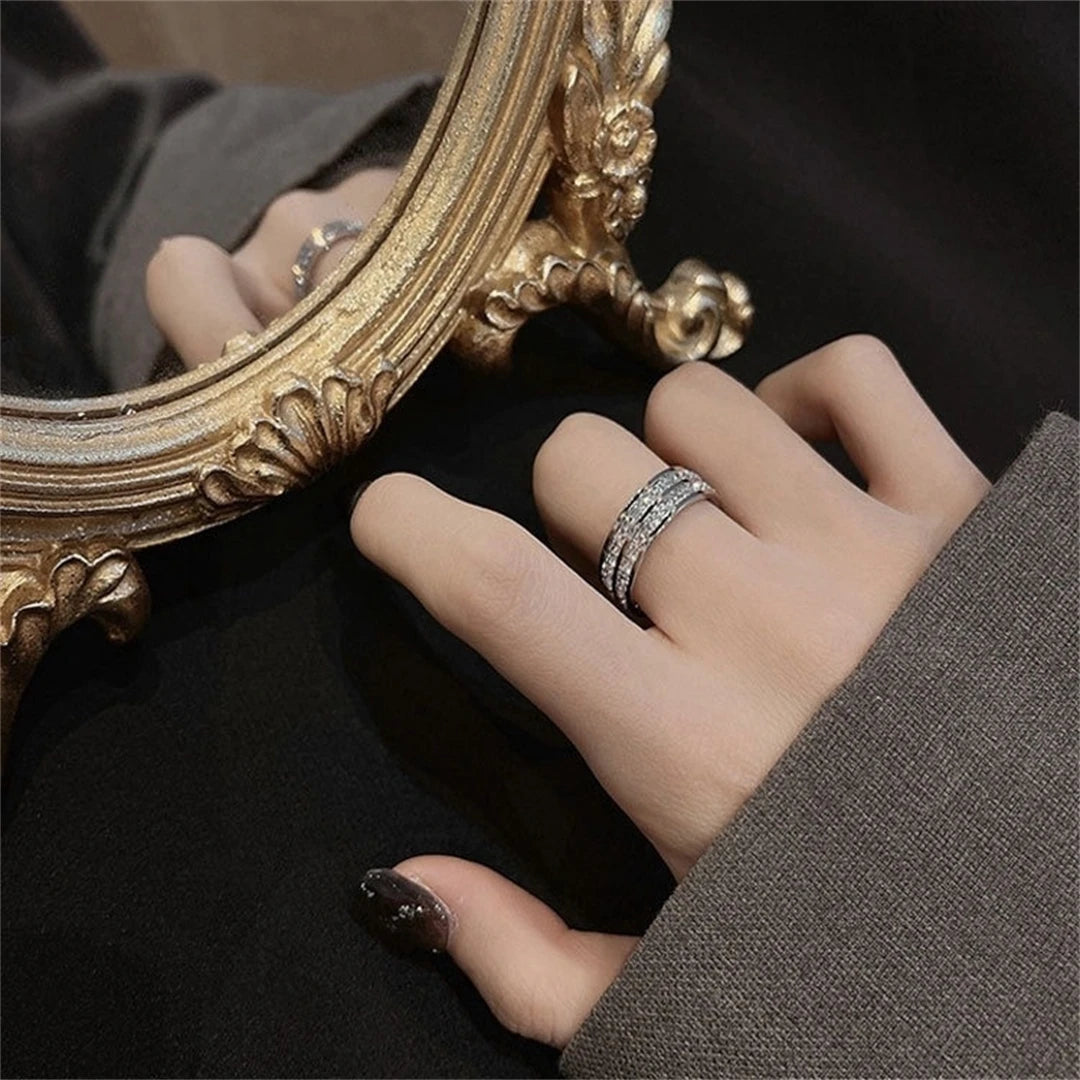 Double Row Zircon Design Ring - Golden Butterfly Jewellery