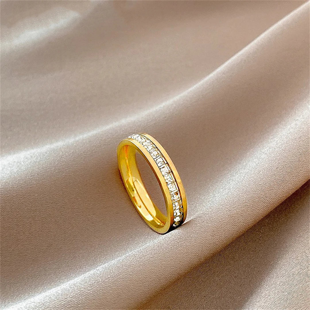 Double Row Zircon Design Ring - Golden Butterfly Jewellery