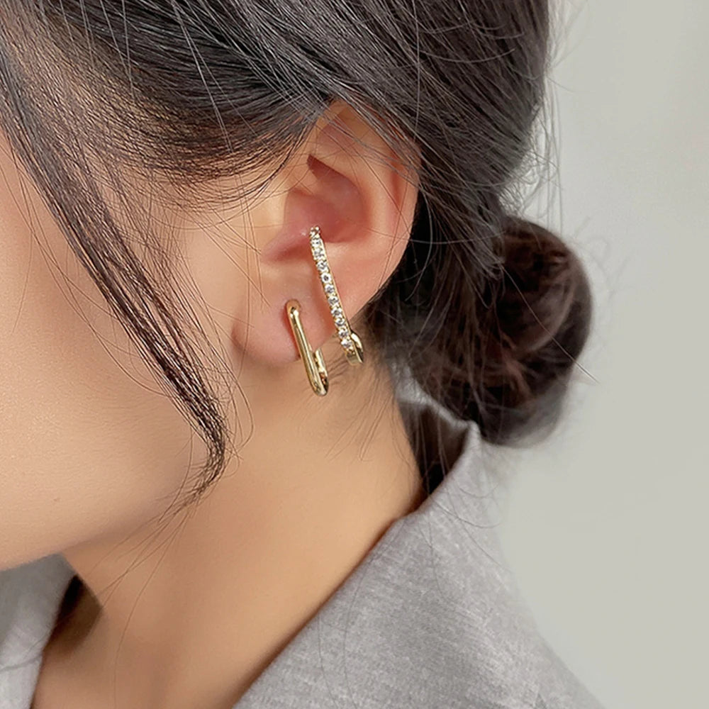 Crystal Korean Earrings - Golden Butterfly Jewellery