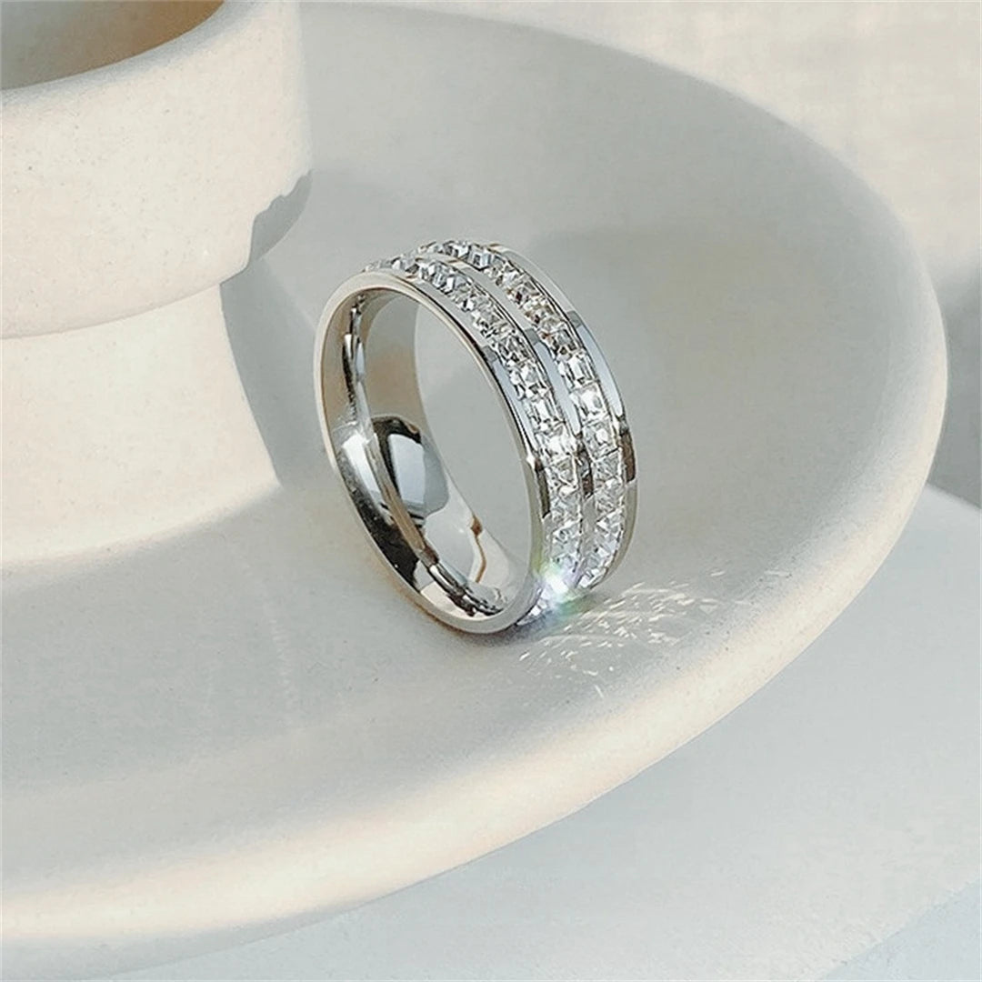 Double Row Zircon Design Ring - Golden Butterfly Jewellery