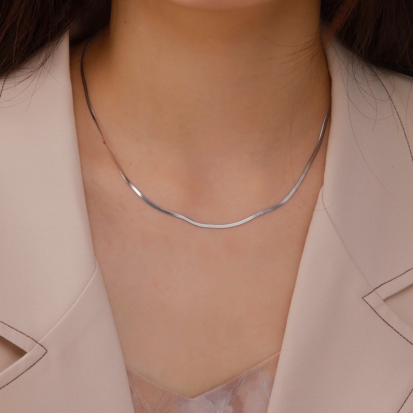Steel Snake Chain Necklace - Golden Butterfly Jewellery