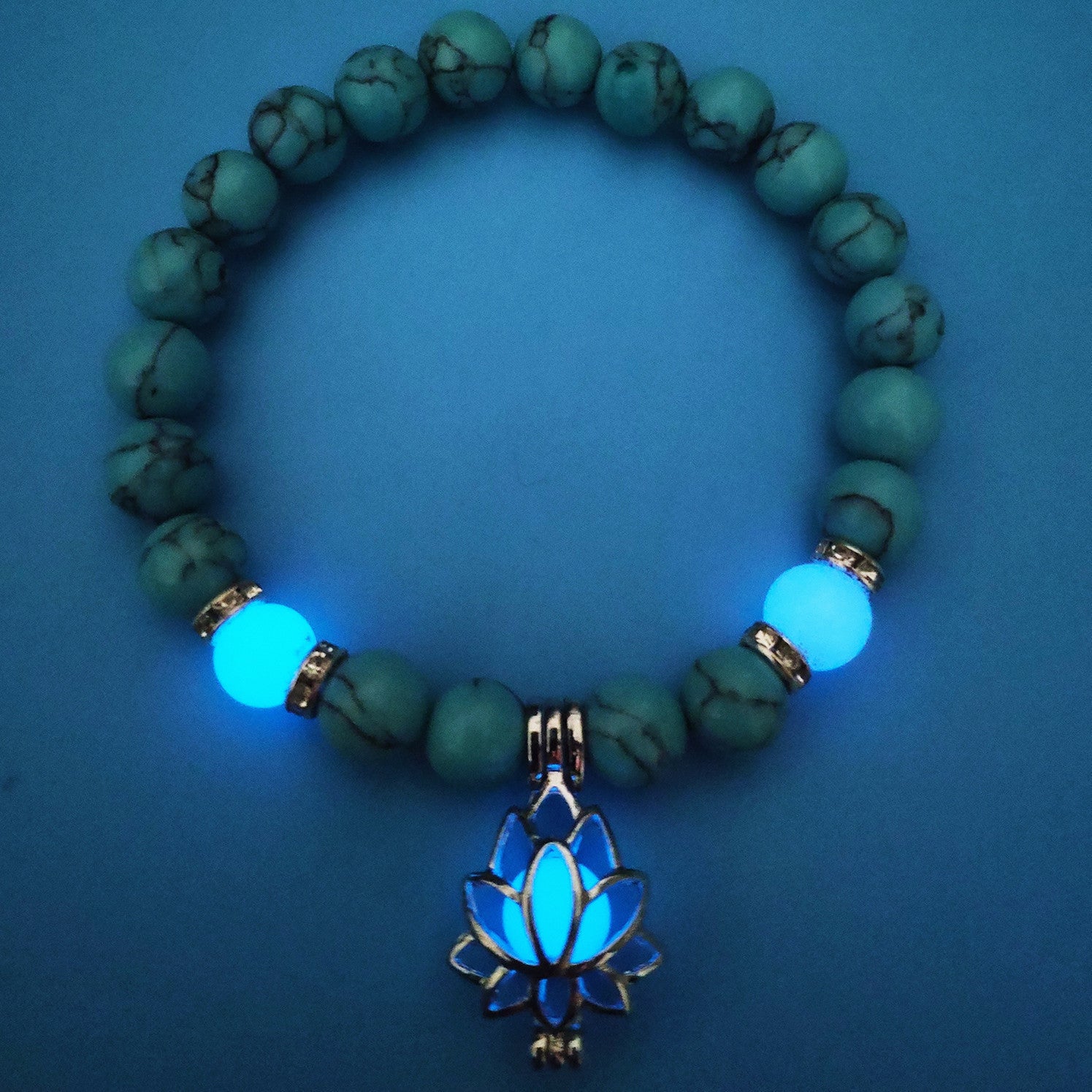 Energy Luminous Lotus Bracelet - Glow-in-the-Dark Healing Stones for Yoga & Meditation - Golden Butterfly Jewellery