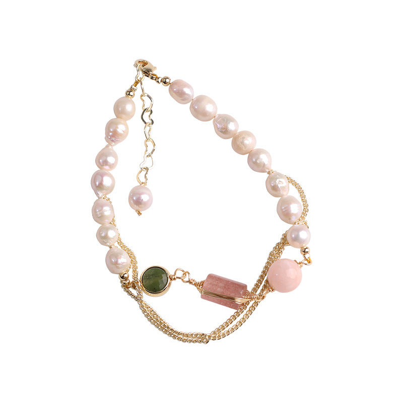 Stunning Freshwater Pearl Bracelet with Dazzling Crystals - Golden Butterfly Jewellery