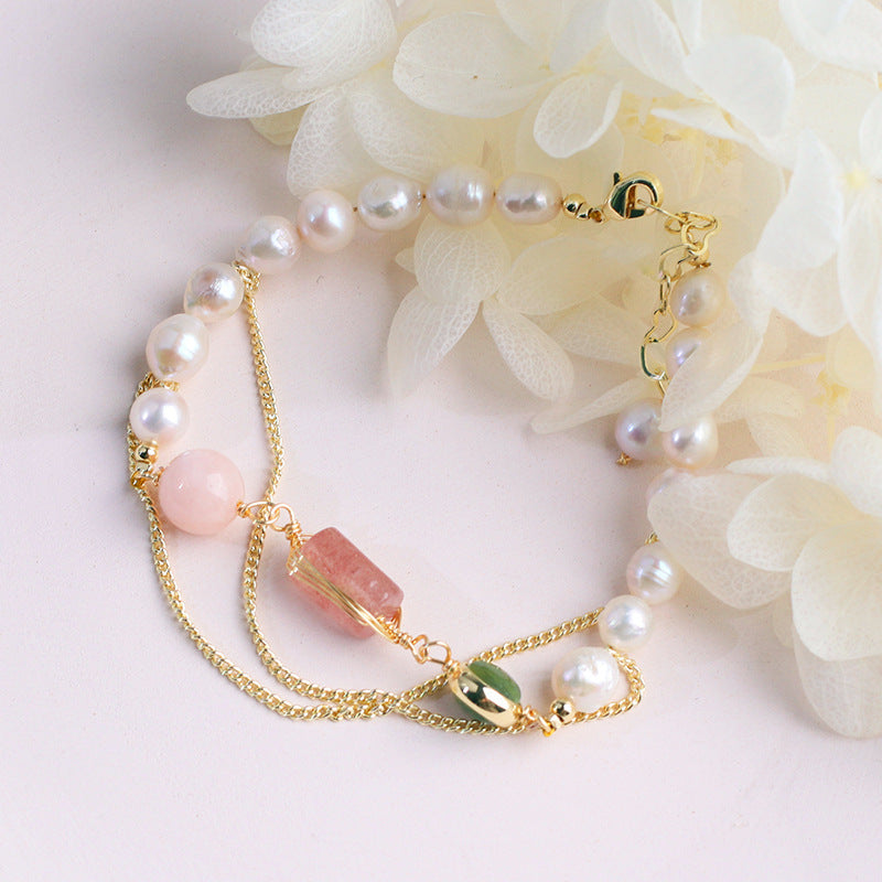 Stunning Freshwater Pearl Bracelet with Dazzling Crystals - Golden Butterfly Jewellery