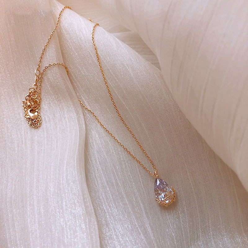 Glistening Charm, Crystal Water Drop Necklace to Elevate Your Style - Golden Butterfly Jewellery