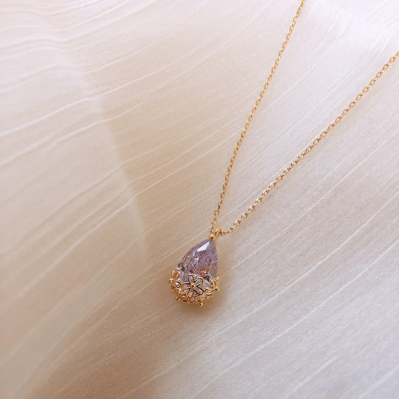 Glistening Charm, Crystal Water Drop Necklace to Elevate Your Style - Golden Butterfly Jewellery