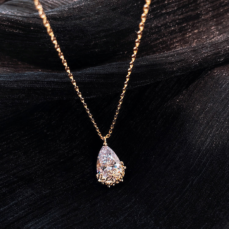 Glistening Charm, Crystal Water Drop Necklace to Elevate Your Style - Golden Butterfly Jewellery