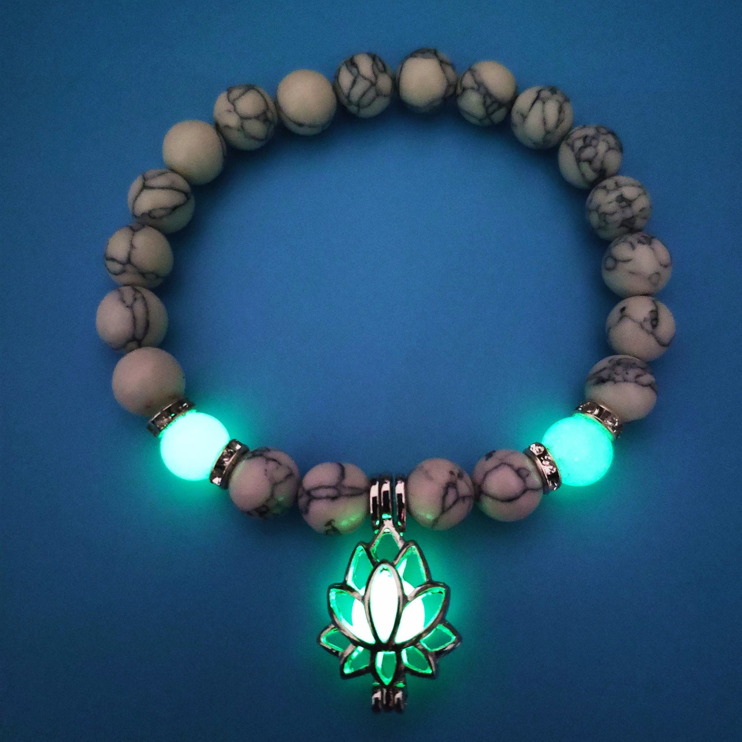 Energy Luminous Lotus Bracelet - Glow-in-the-Dark Healing Stones for Yoga & Meditation - Golden Butterfly Jewellery