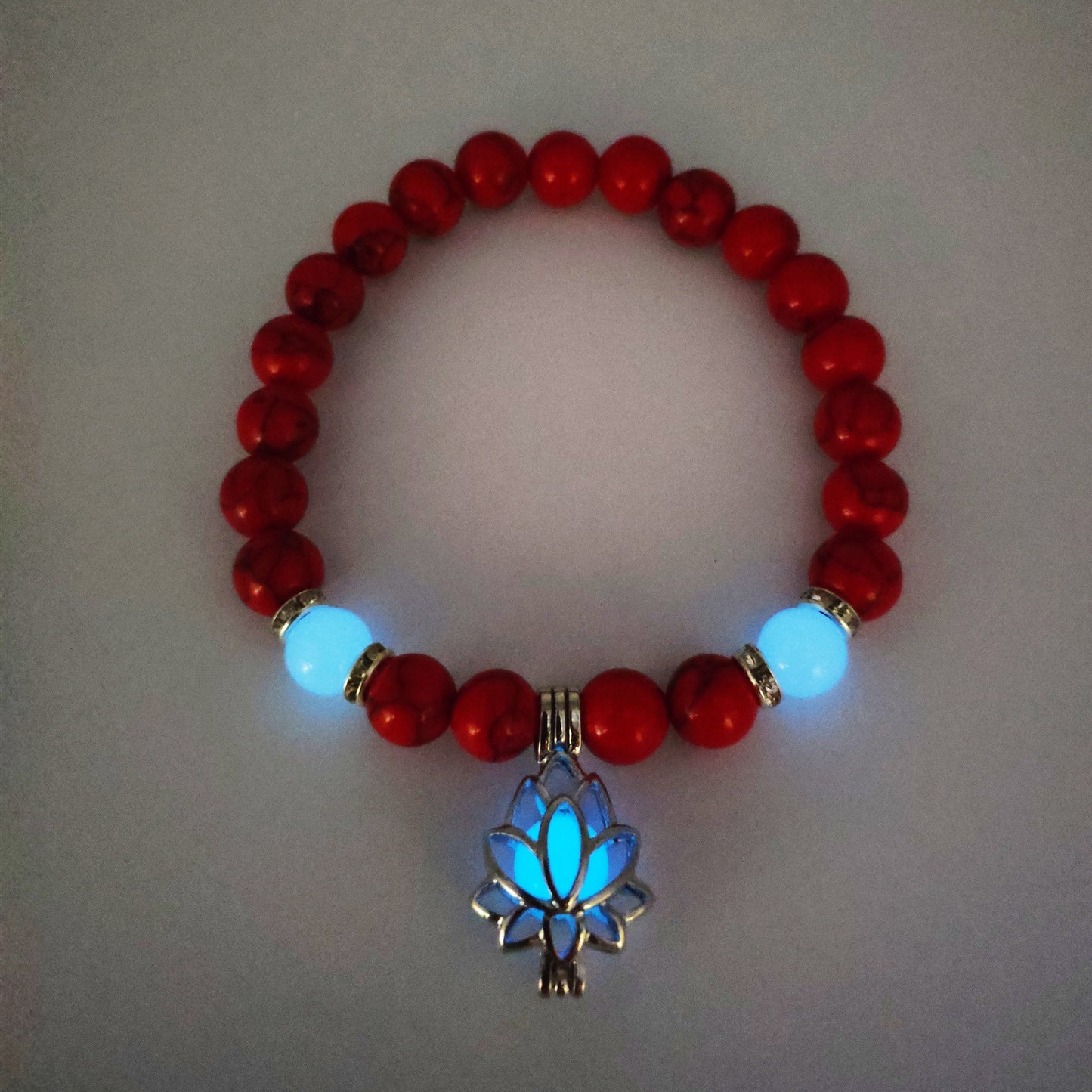 Energy Luminous Lotus Bracelet - Glow-in-the-Dark Healing Stones for Yoga & Meditation - Golden Butterfly Jewellery