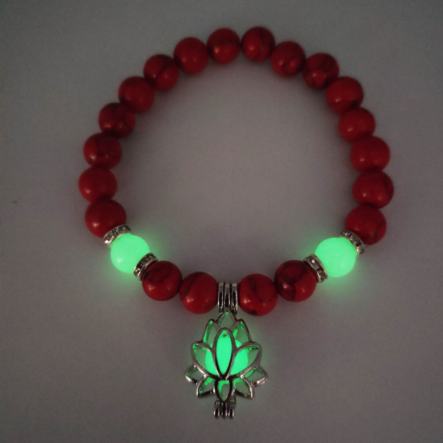 Energy Luminous Lotus Bracelet - Glow-in-the-Dark Healing Stones for Yoga & Meditation - Golden Butterfly Jewellery