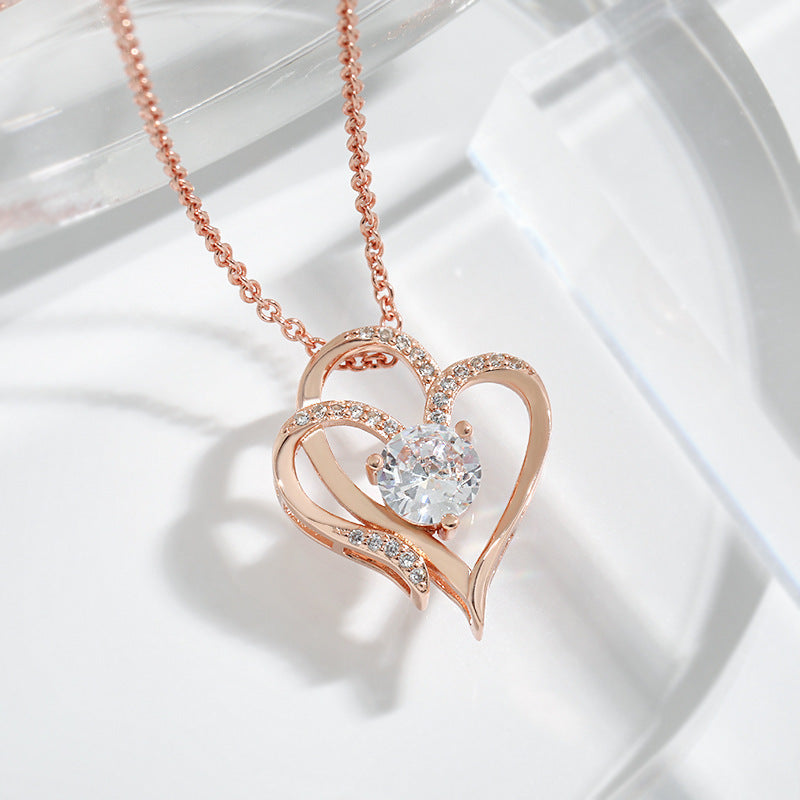 Zircon Double Love Necklace - Golden Butterfly Jewellery