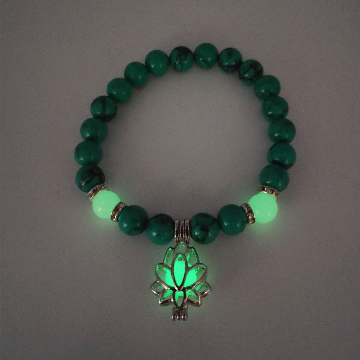 Energy Luminous Lotus Bracelet - Glow-in-the-Dark Healing Stones for Yoga & Meditation - Golden Butterfly Jewellery