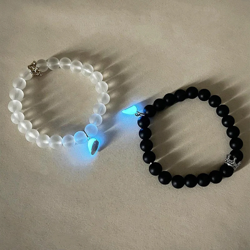 2pcs Handmade Bracelet, Luminous Heart Glow In the Dark, for lovers - Golden Butterfly Jewellery