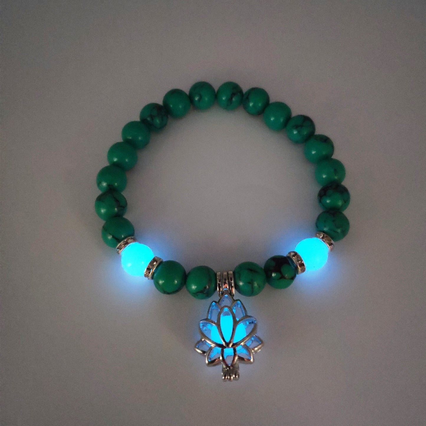 Energy Luminous Lotus Bracelet - Glow-in-the-Dark Healing Stones for Yoga & Meditation - Golden Butterfly Jewellery