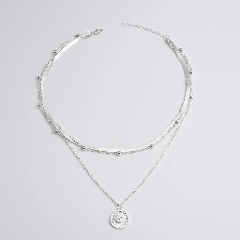 Exquisite Three-Layer Necklace in Sterling Silver - Golden Butterfly Jewellery