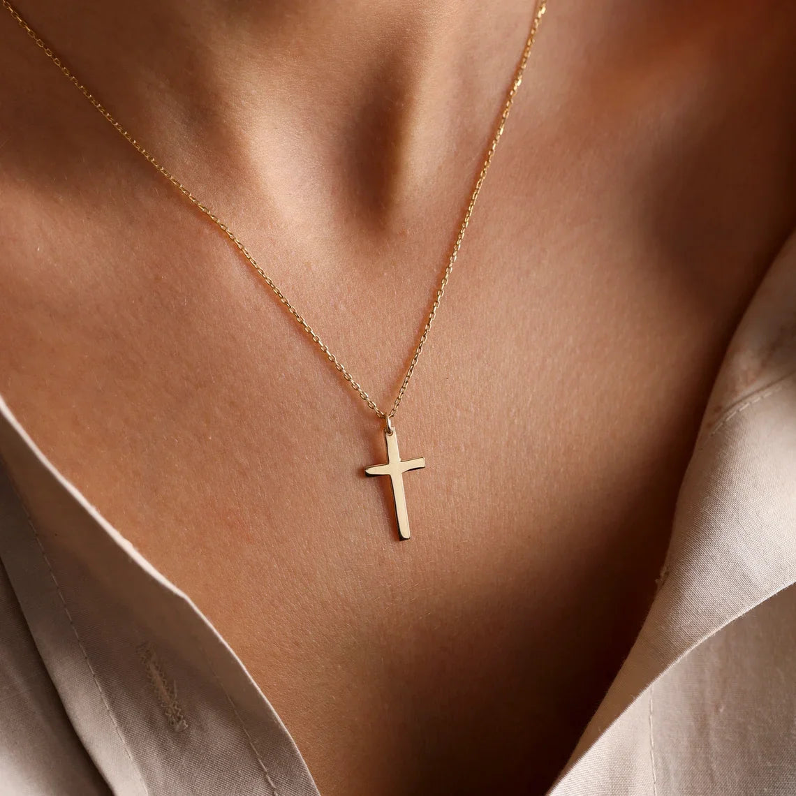 Fashion Stainless Steel Cross Necklace - Golden Butterfly Jewellery