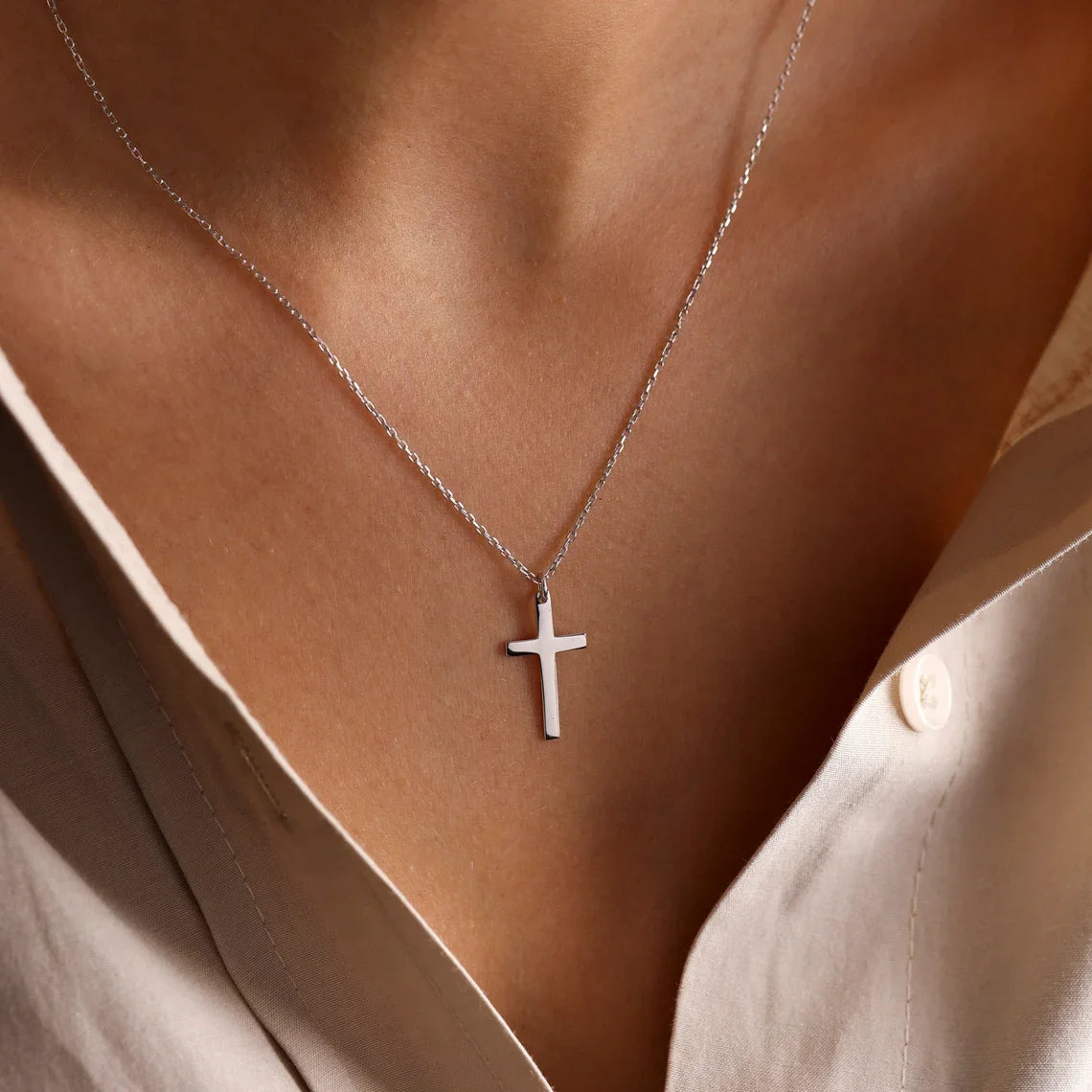 Fashion Stainless Steel Cross Necklace - Golden Butterfly Jewellery