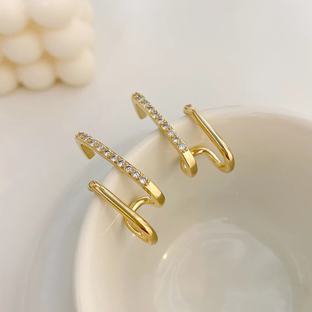 Crystal Korean Earrings - Golden Butterfly Jewellery