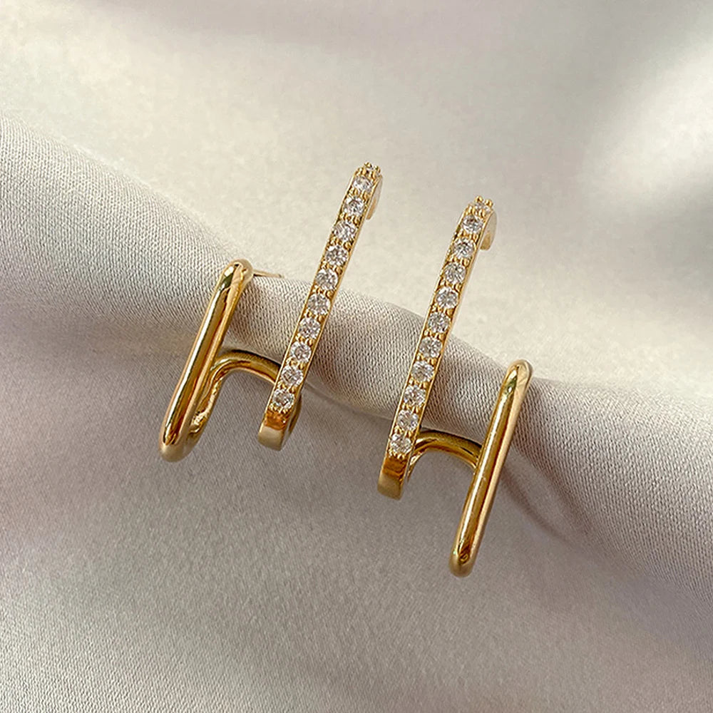 Crystal Korean Earrings- Golden Butterfly Jewellery