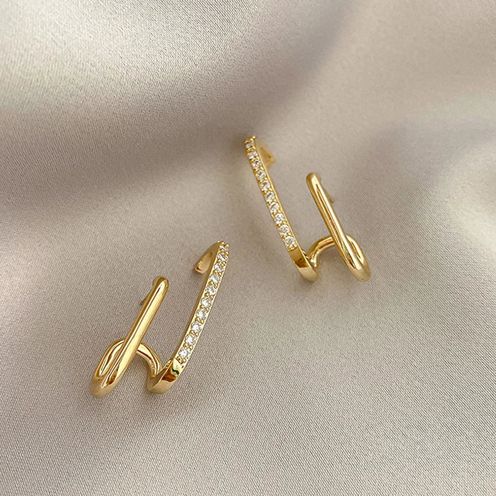 Crystal Korean Earrings - Golden Butterfly Jewellery