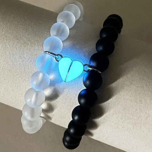 2pcs Handmade Bracelet, Luminous Heart Glow In the Dark, for lovers - Golden Butterfly Jewellery