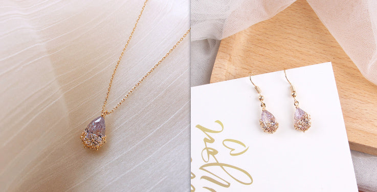 Glistening Charm, Crystal Water Drop Necklace to Elevate Your Style - Golden Butterfly Jewellery